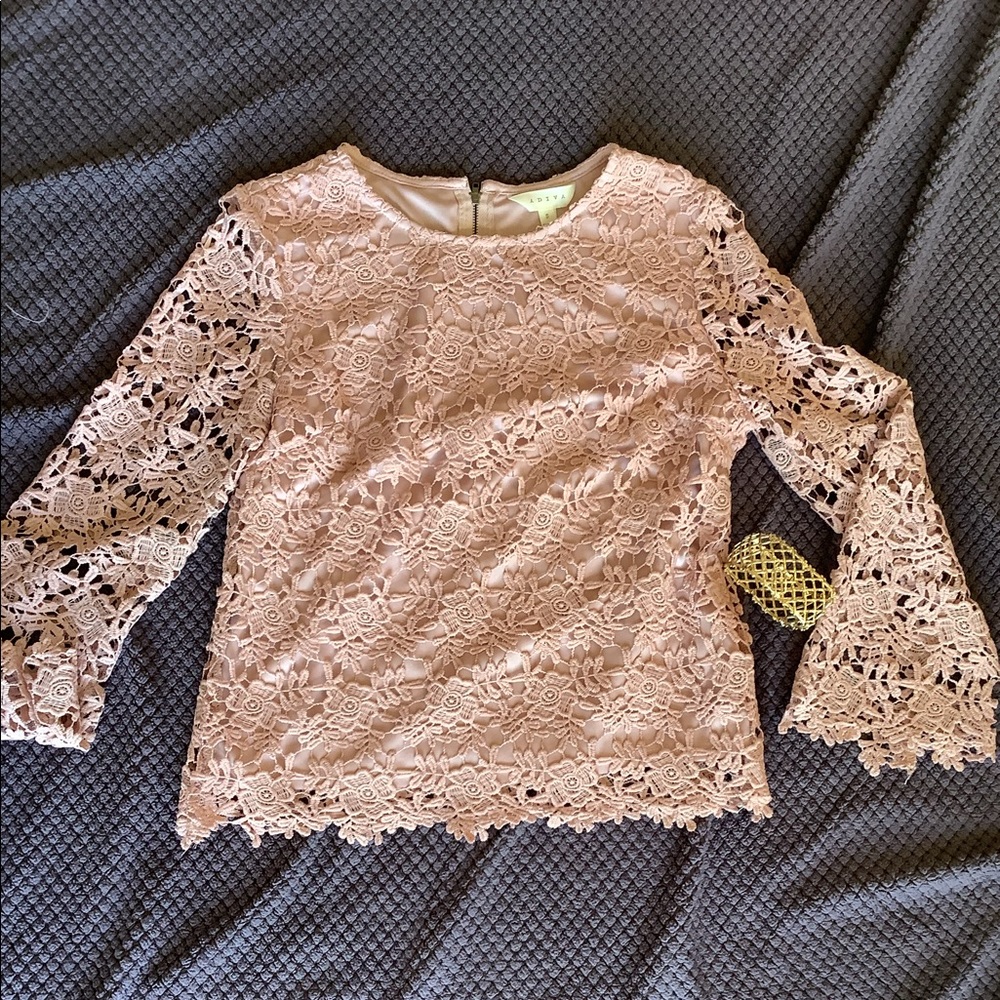NWOT Adiva Lace pink blouse